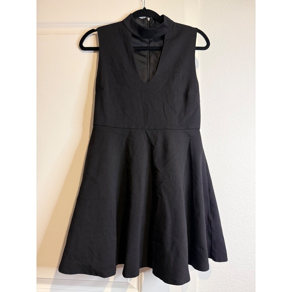 Lulus Black Choker Neck Cutout Skater Dress Sleeveless Mini LBD